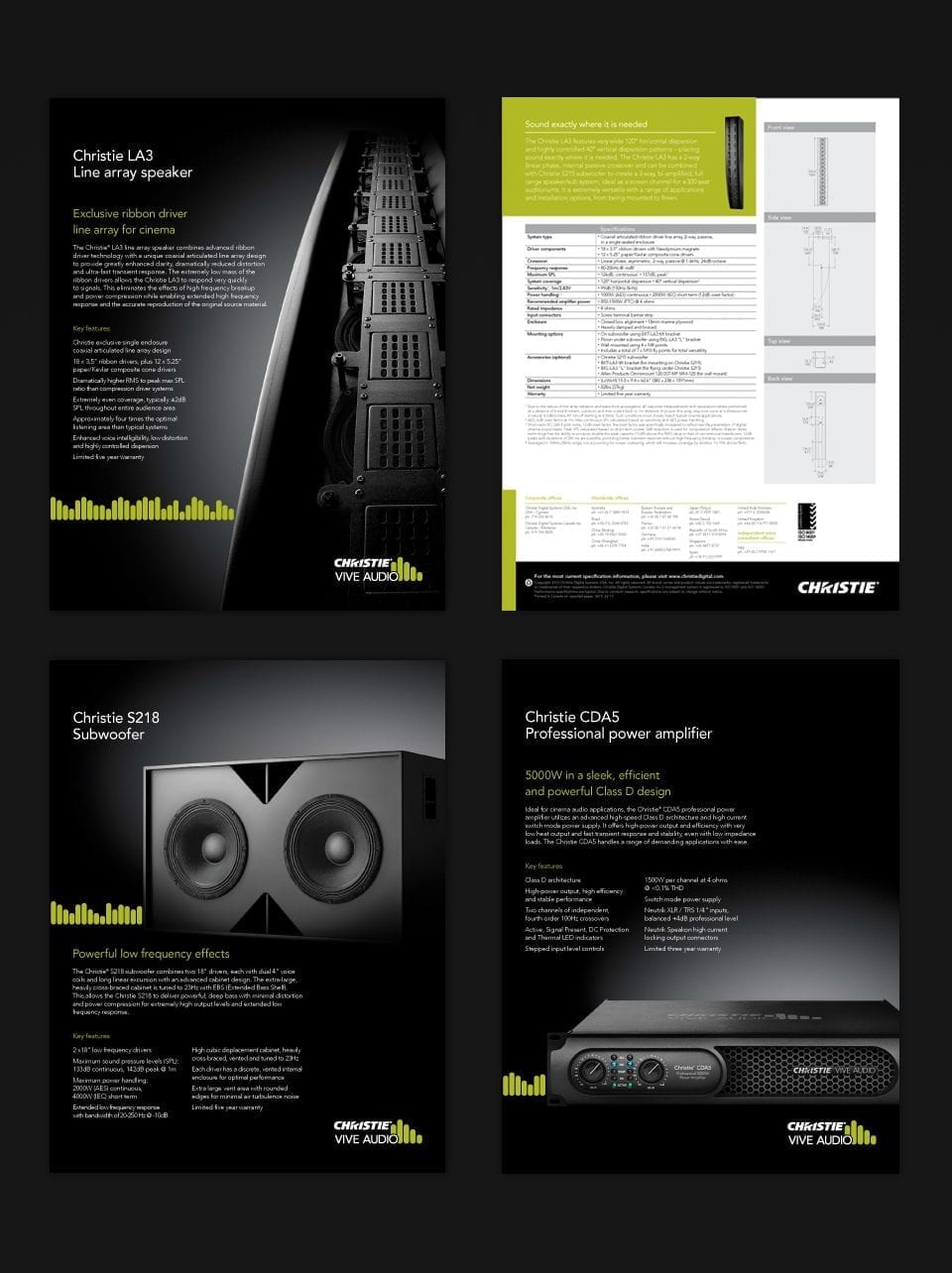 Christie Digital product sales sheet design